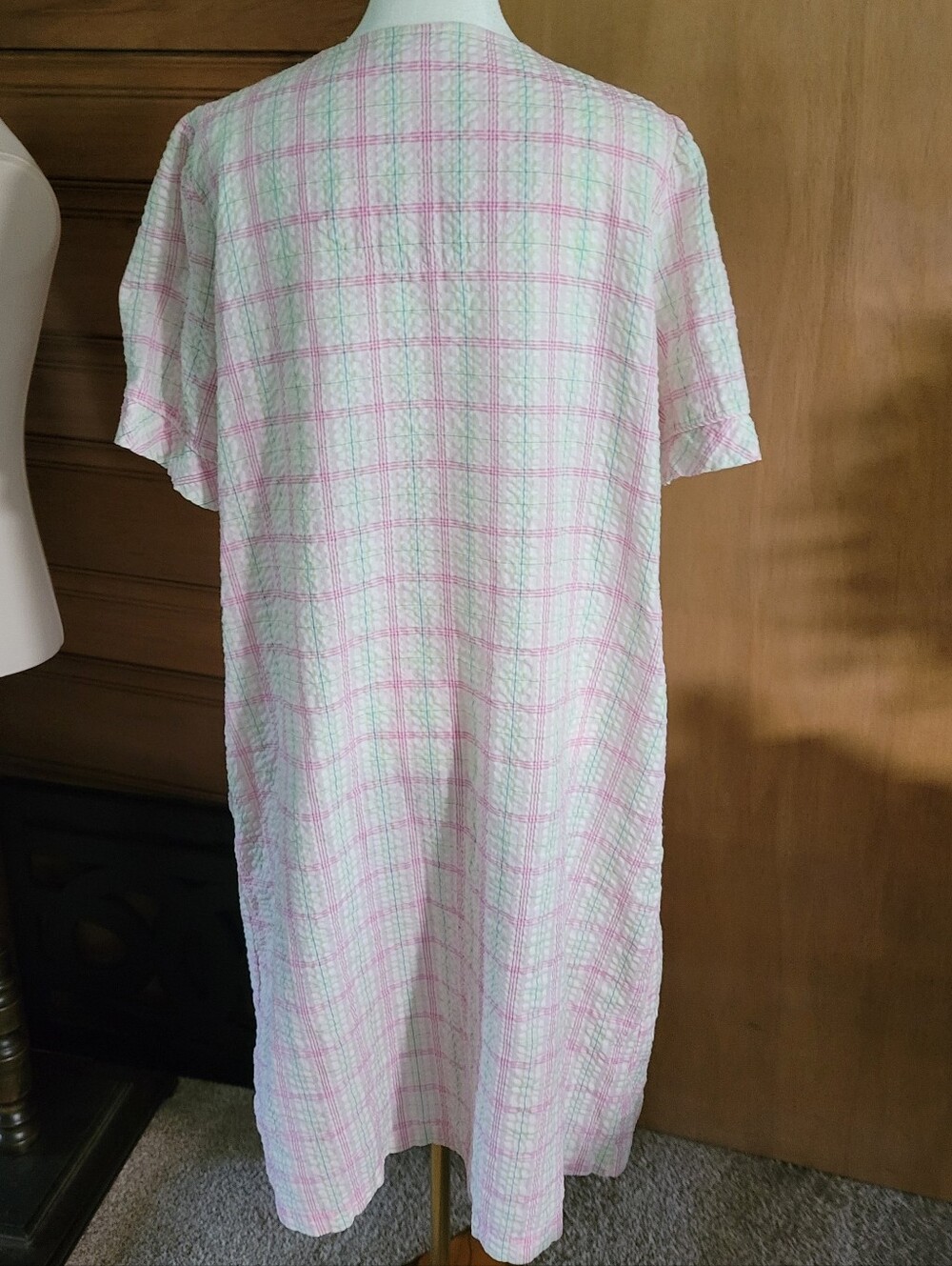 Pink & White Plaid Snap-Front Nightgown - Picture 4 of 6